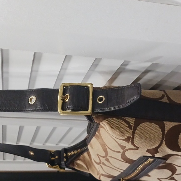 Coach Dark Brown/Beige Signature Canvas and Leather Legacy Hobo - Picture 8 of 16